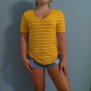 White Striped Yellow T-Shirt